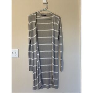 Doe & Rae Striped Long Open Front Knit Cardigan Duster Sweater‎ Womens Small